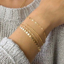 Load image into Gallery viewer, 4pcs/set 2019 New Bohemia Bracelet set Multilayer Gold Silver Color Coin Chain Bracelets For Women Foot Chain Anklets Jewelry