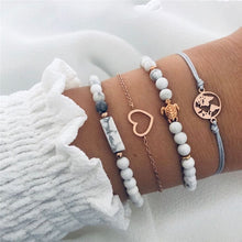 Load image into Gallery viewer, WUKALO 4 Pcs/ Set Gold Color Chain Bracelets Set for Woman Gold Color Heart Leaf Infinity Charm Wedding Bracelets Bangles