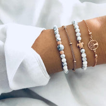 Load image into Gallery viewer, WUKALO 4 Pcs/ Set Gold Color Chain Bracelets Set for Woman Gold Color Heart Leaf Infinity Charm Wedding Bracelets Bangles
