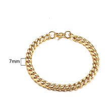 Load image into Gallery viewer, Men's Bracelet Curb Cuban Link Chain Stainless Steel Mens Womens Bracelets Bangle Gold Tone No Fade 3mm to 11mm