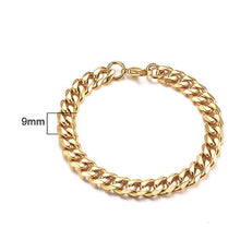 Load image into Gallery viewer, Men's Bracelet Curb Cuban Link Chain Stainless Steel Mens Womens Bracelets Bangle Gold Tone No Fade 3mm to 11mm