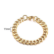 Load image into Gallery viewer, Men's Bracelet Curb Cuban Link Chain Stainless Steel Mens Womens Bracelets Bangle Gold Tone No Fade 3mm to 11mm