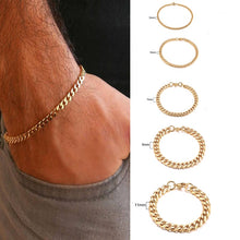 Load image into Gallery viewer, Men's Bracelet Curb Cuban Link Chain Stainless Steel Mens Womens Bracelets Bangle Gold Tone No Fade 3mm to 11mm