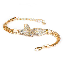 Load image into Gallery viewer, SHUANGR Vintage Crystal Butterfly Charm Bracelets &amp; Bangles with Golden Snake Chain Bracelets For Women Jewelry High Quality