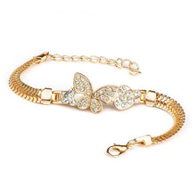 Load image into Gallery viewer, SHUANGR Vintage Crystal Butterfly Charm Bracelets &amp; Bangles with Golden Snake Chain Bracelets For Women Jewelry High Quality